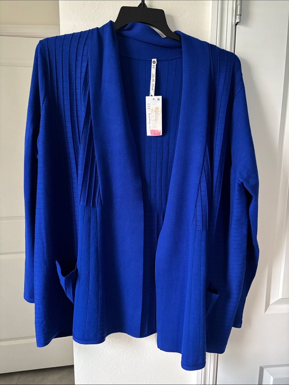 Leo & Nicole Royal Blue Open-Front Cardigan with Pockets